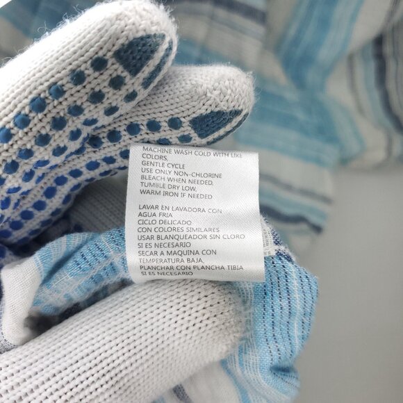 Weatherproof Button Shirt Mens XL Blue Washable Linen Blend Pocket Striped - Picture 6 of 9